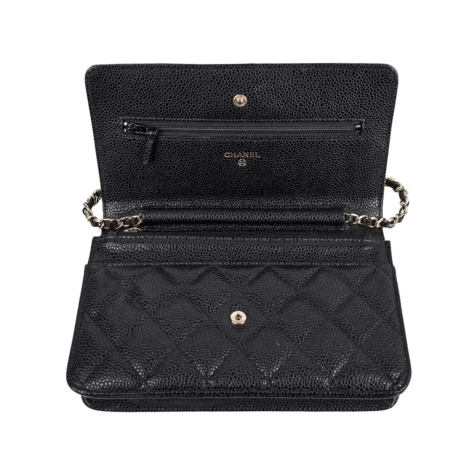 Chanel Wallet on Chain WOC Caviar Black Quilted Leather Bag w/Box ...