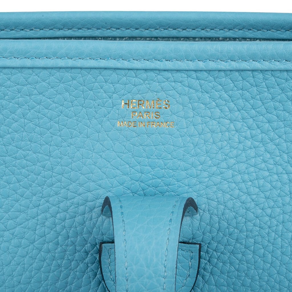 Hermes Evelyne PM Bag Blue De Nord Clemence Gold