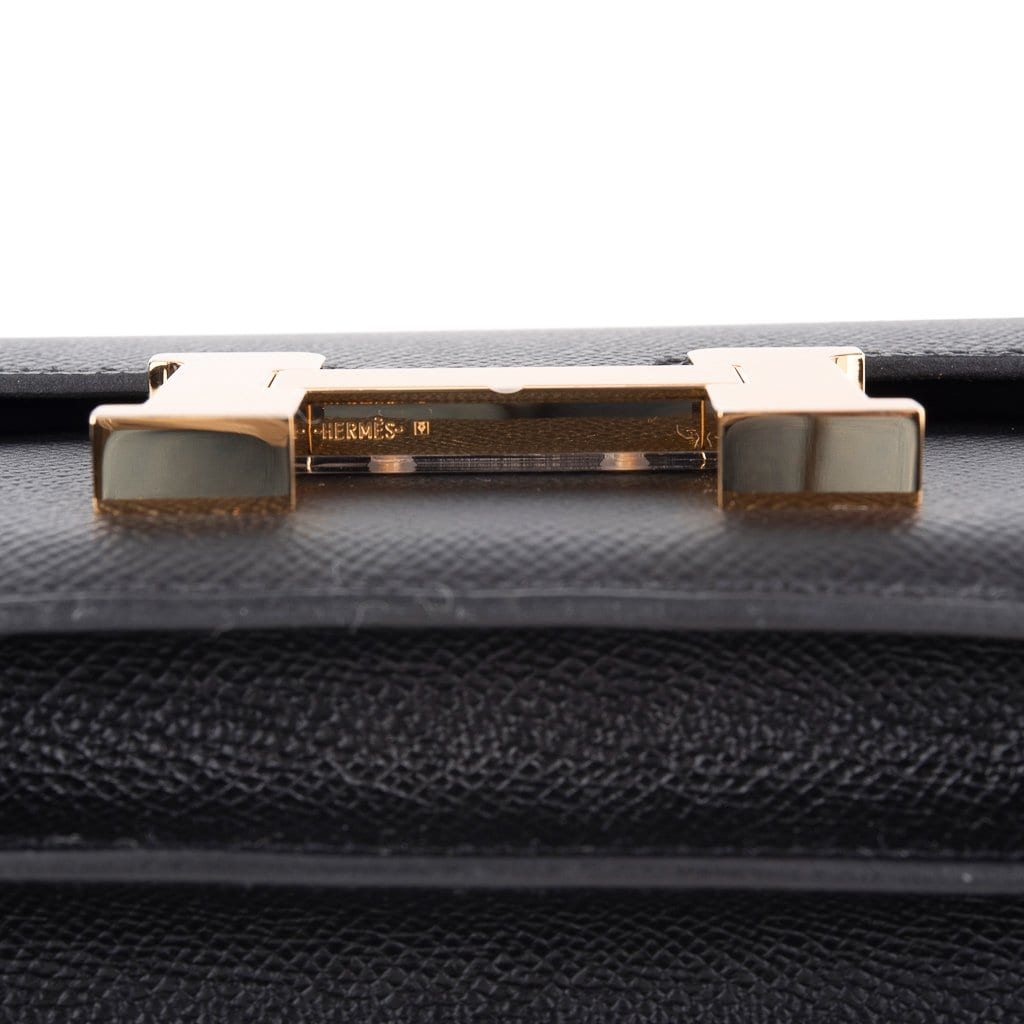 Hermès Black Epsom 18 cm Constance with Rose Gold Hardware