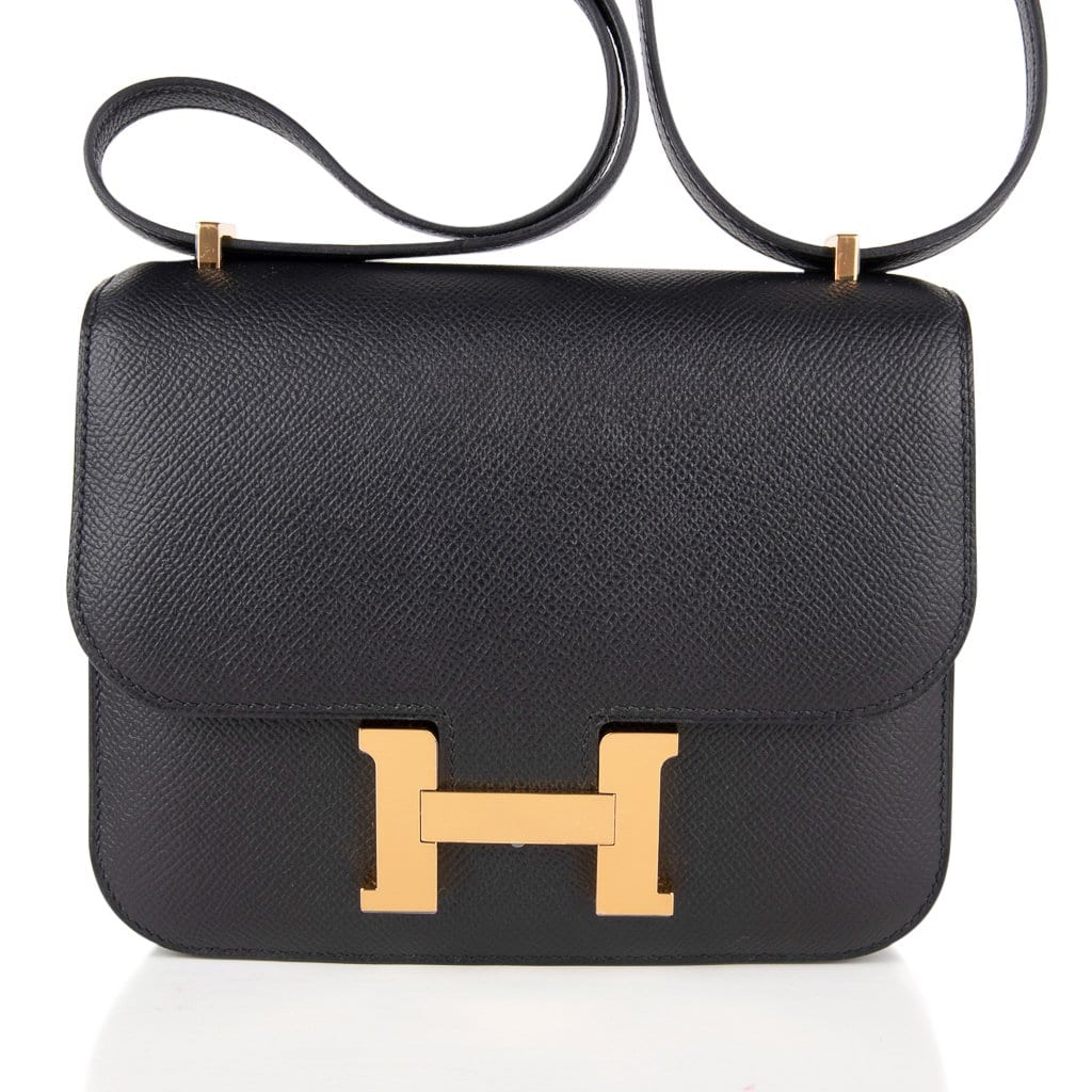 New Hermes Mini Constance 18 Rough H Box Calf Leather Gold Hardware