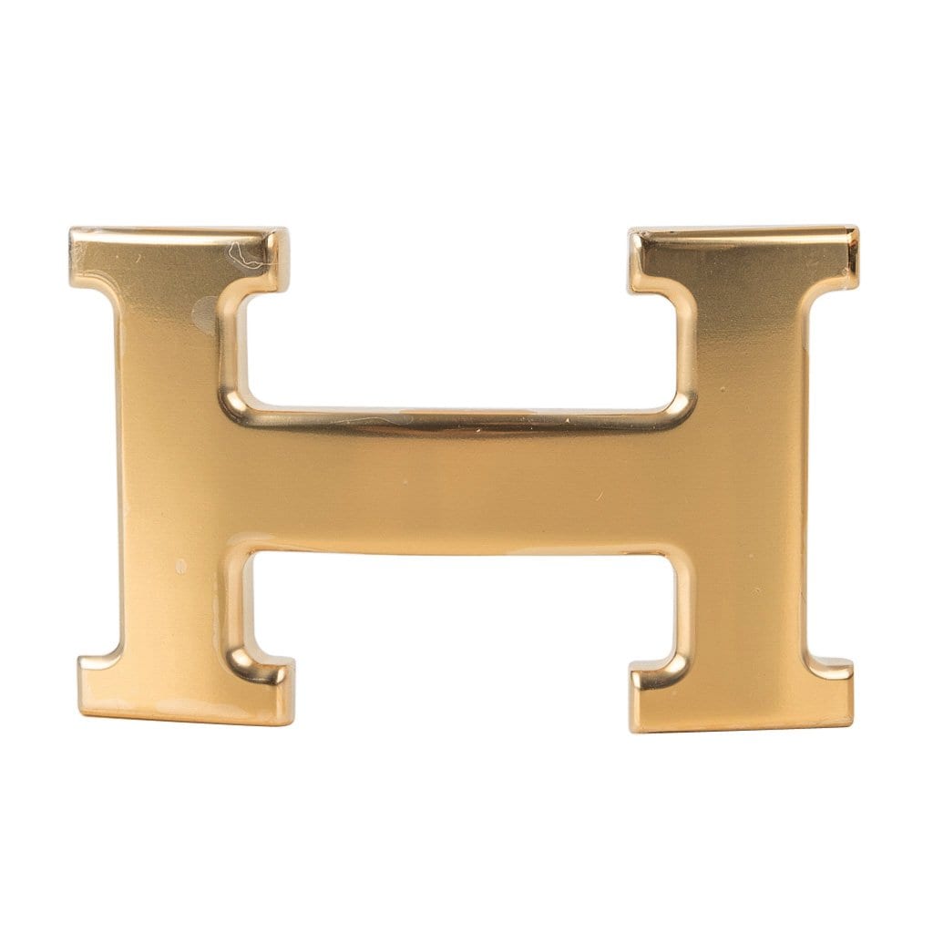 Hermes Belt H Constance 32 mm White / Black Epsom Gold Buckle 90