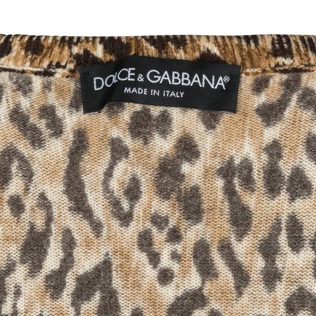 Dolce & Gabbana Top Leopard Print V Neck 3/4 Sleeve 40 / 6