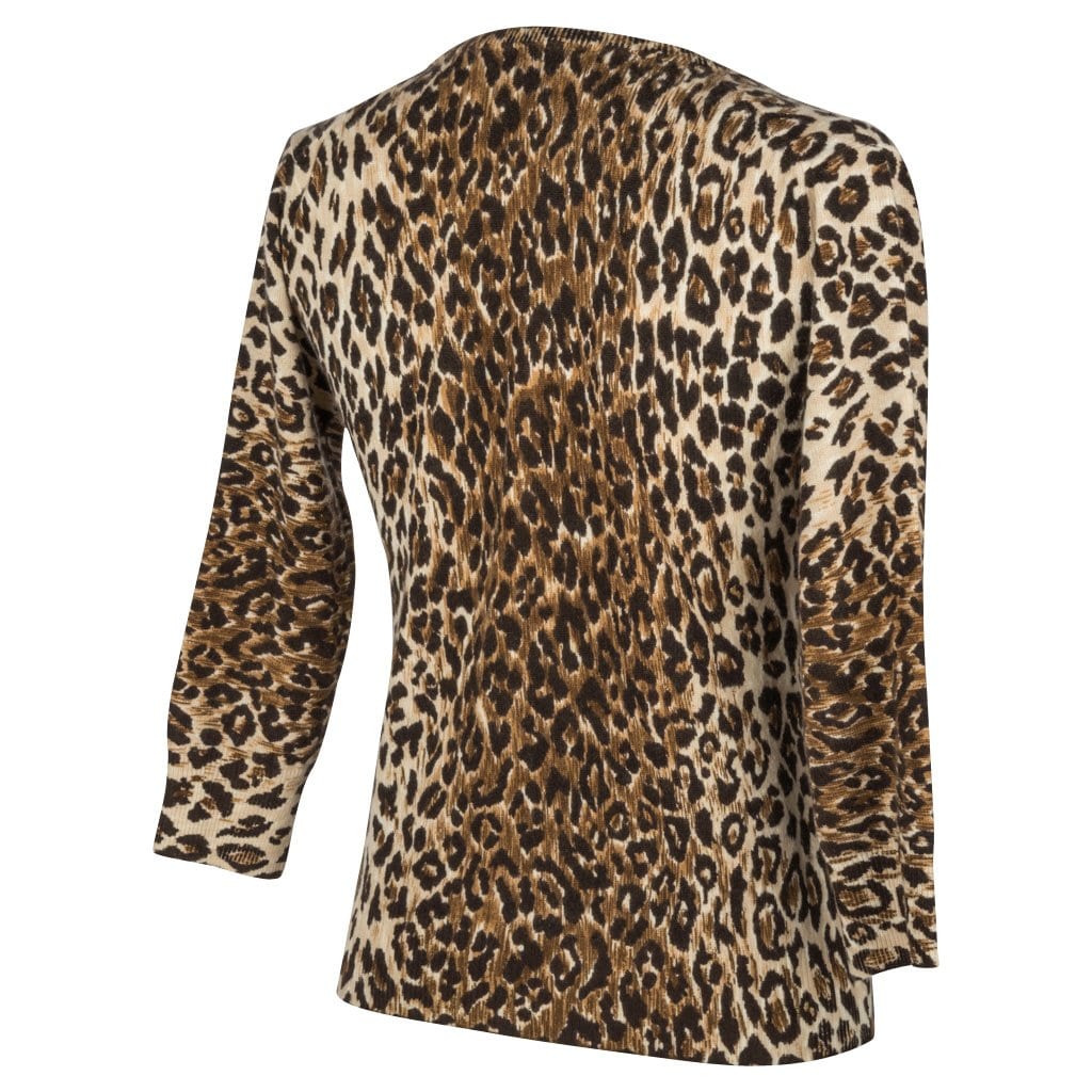 Dolce & Gabbana Top Leopard Print V Neck 3/4 Sleeve 40 / 6