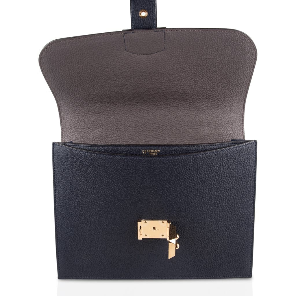Hermes Bolide bag 27 Etoupe grey Epsom leather Gold hardware
