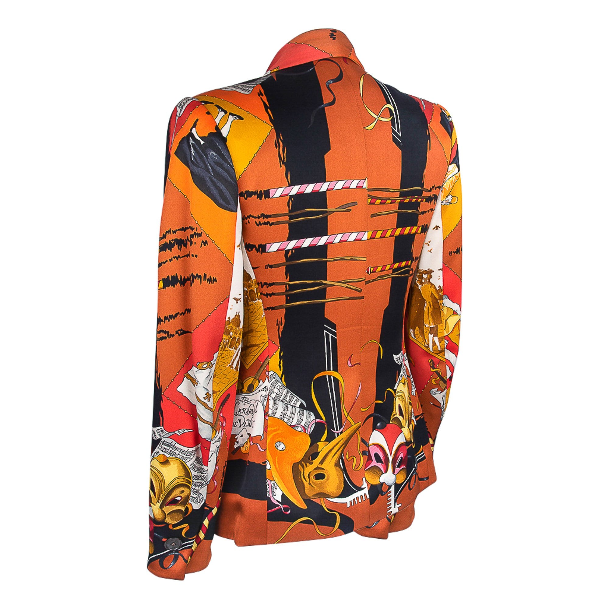 Hermes Jacket Carnaval De Venise Silk Print Vintage 38 / 6