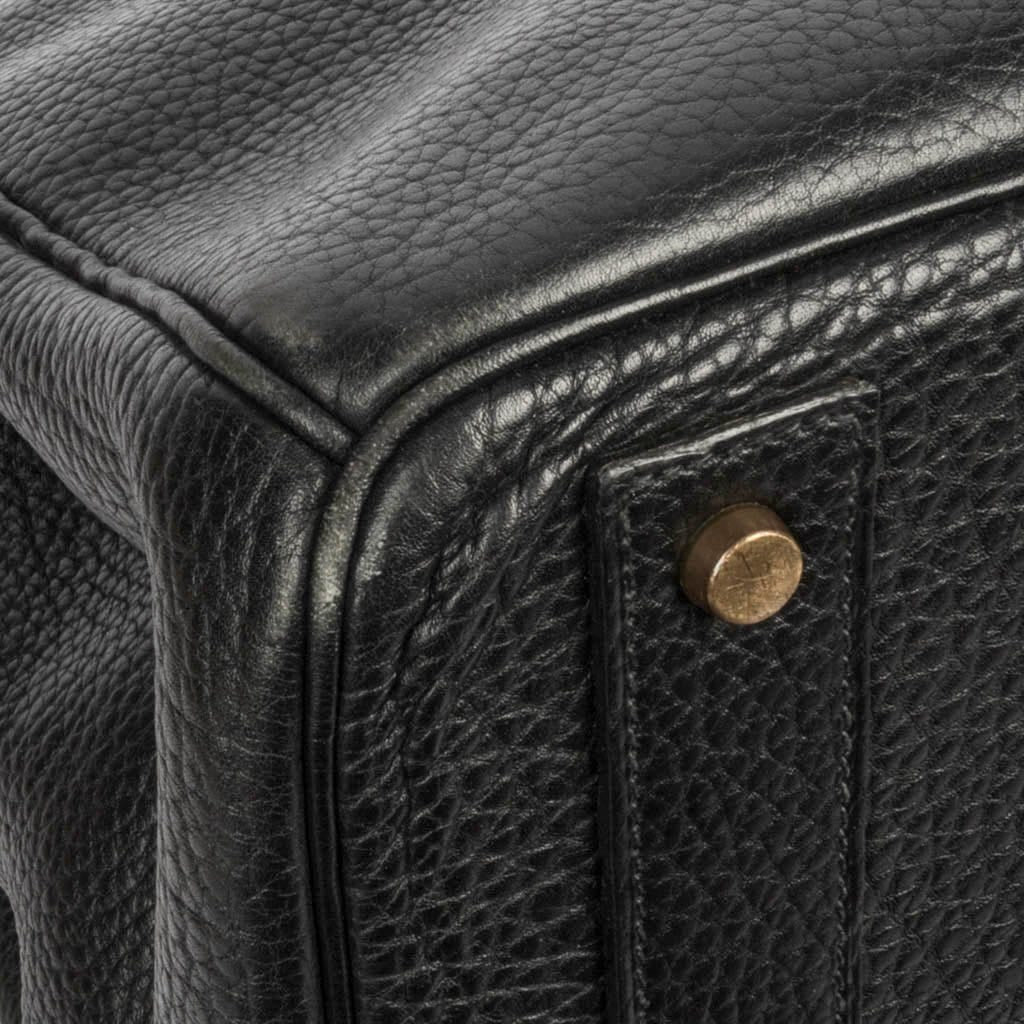 Hermes Black Fjord Leather Gold Hardware Birkin 40 Bag Hermes