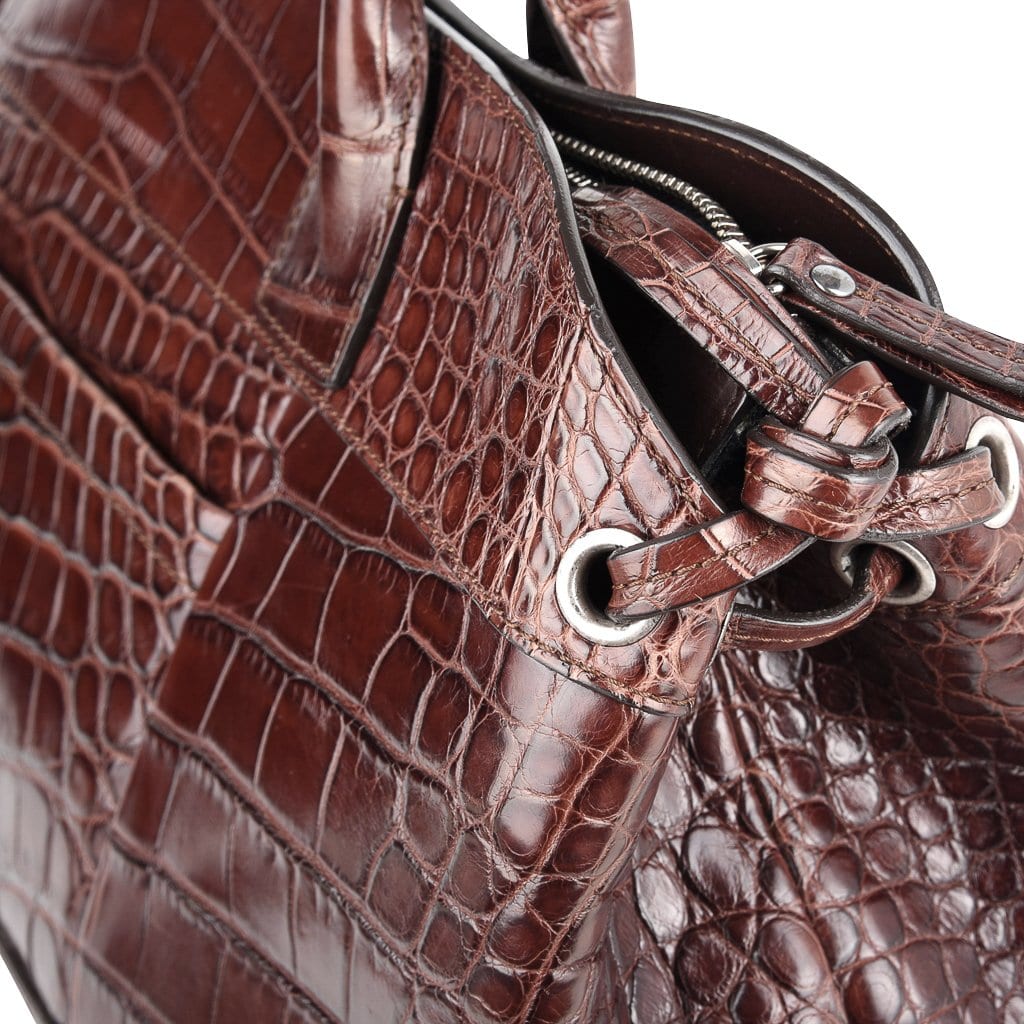 BRUNELLO CUCINELLI Metallic Croc Embossed Leather Crossbody Bag In Rutenio