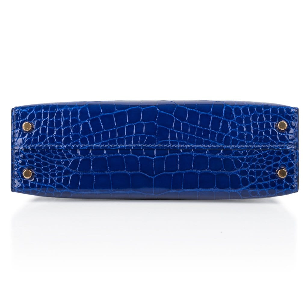 Hermès Kelly 20 Mini II Sellier Blue Sapphire Alligator Gold Hardware