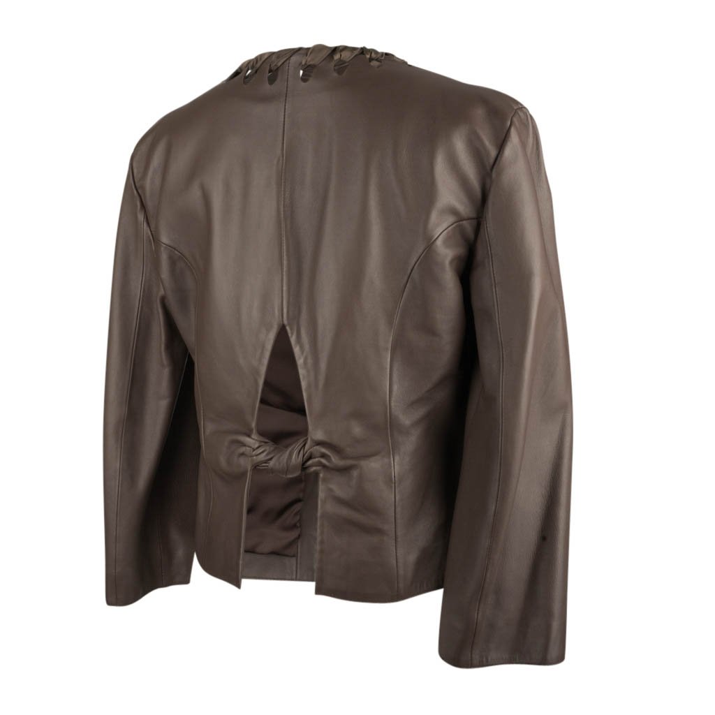Giorgio Armani Jacket Leather Beautiful Front and Rear Detail Unique 44 / 8  nwt