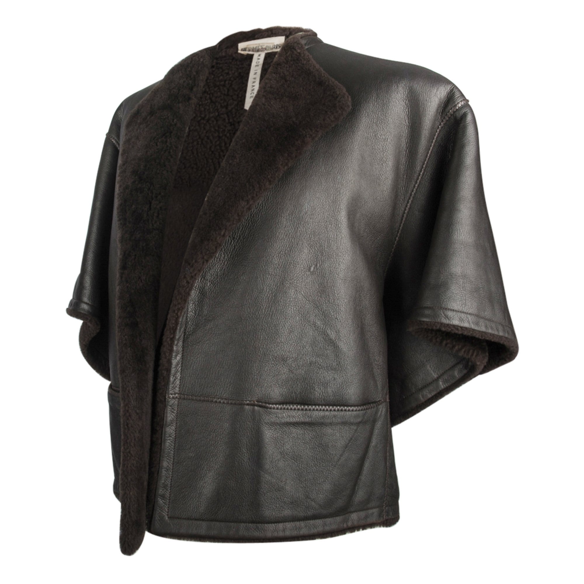Hermes Jacket Dark Brown Striking Shearling 3/4 Sleeve 38 / 4