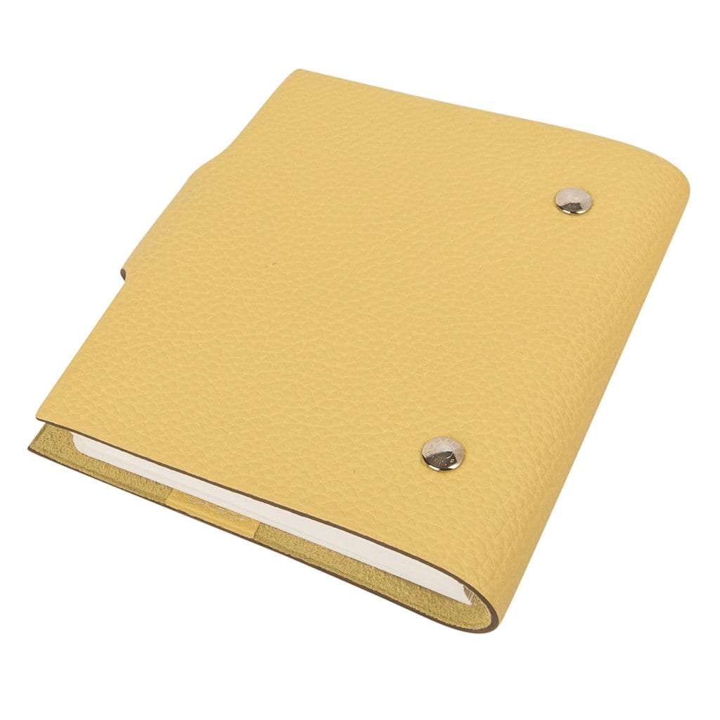 Hermes Ulysse PM Model Notebook Cover Jaune Poussin w/ Lined Paper Refill