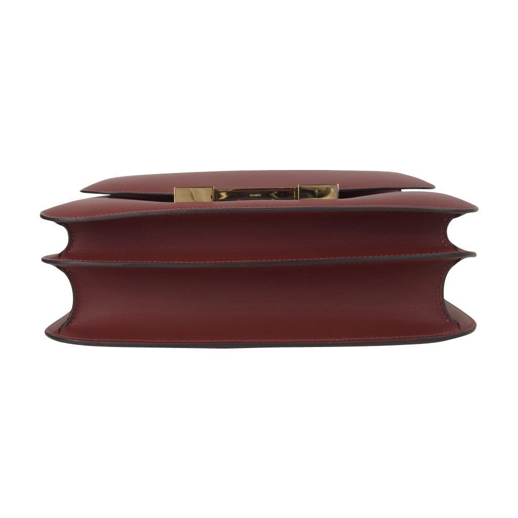 Constance leather handbag Hermès Burgundy in Leather - 4659589
