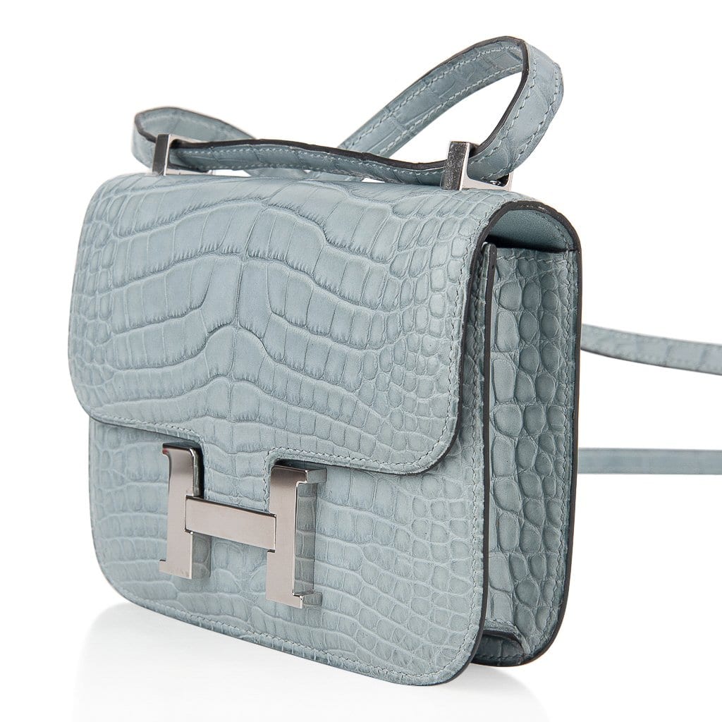 Hermes Constance Bag Alligator Leather Palladium Hardware In White