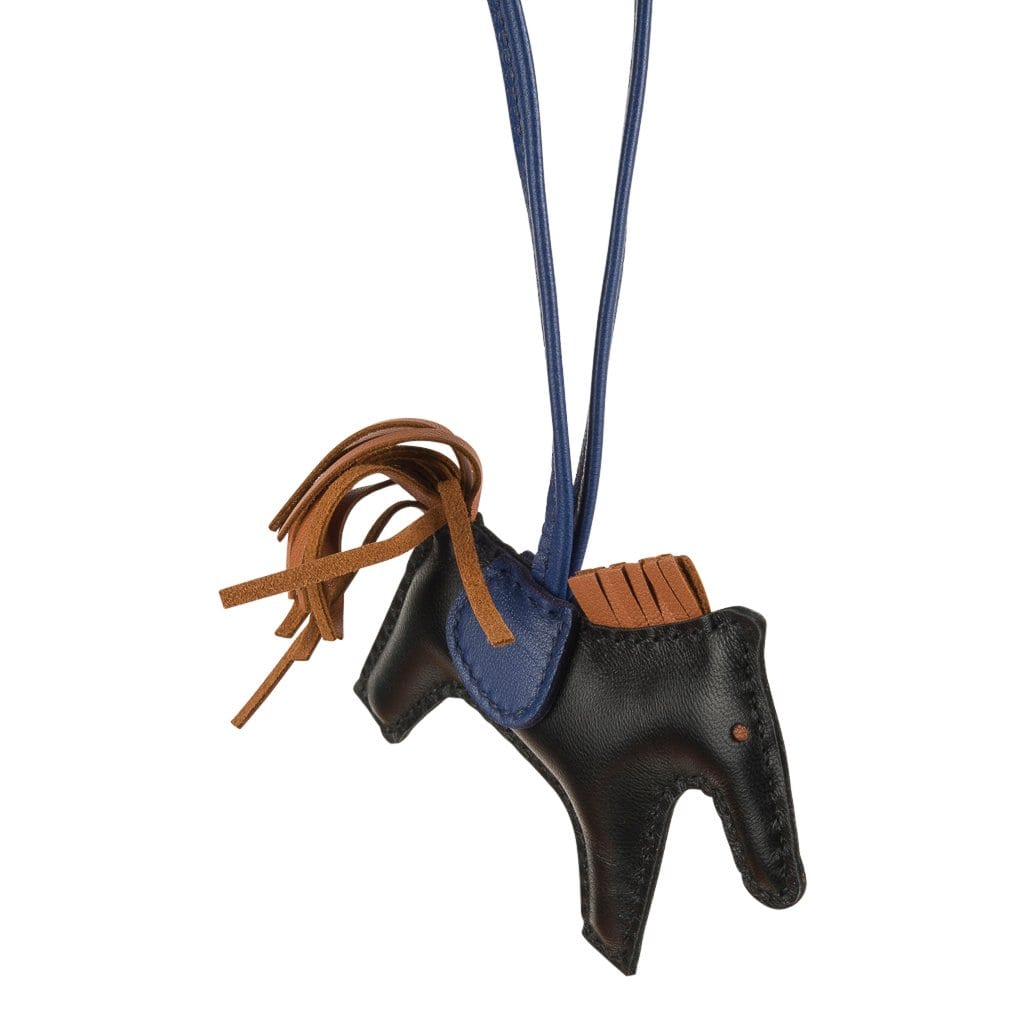 Hermes Black/Gold/Blue Sapphire Grigri Horse Rodeo Bag Charm PM – Madison  Avenue Couture