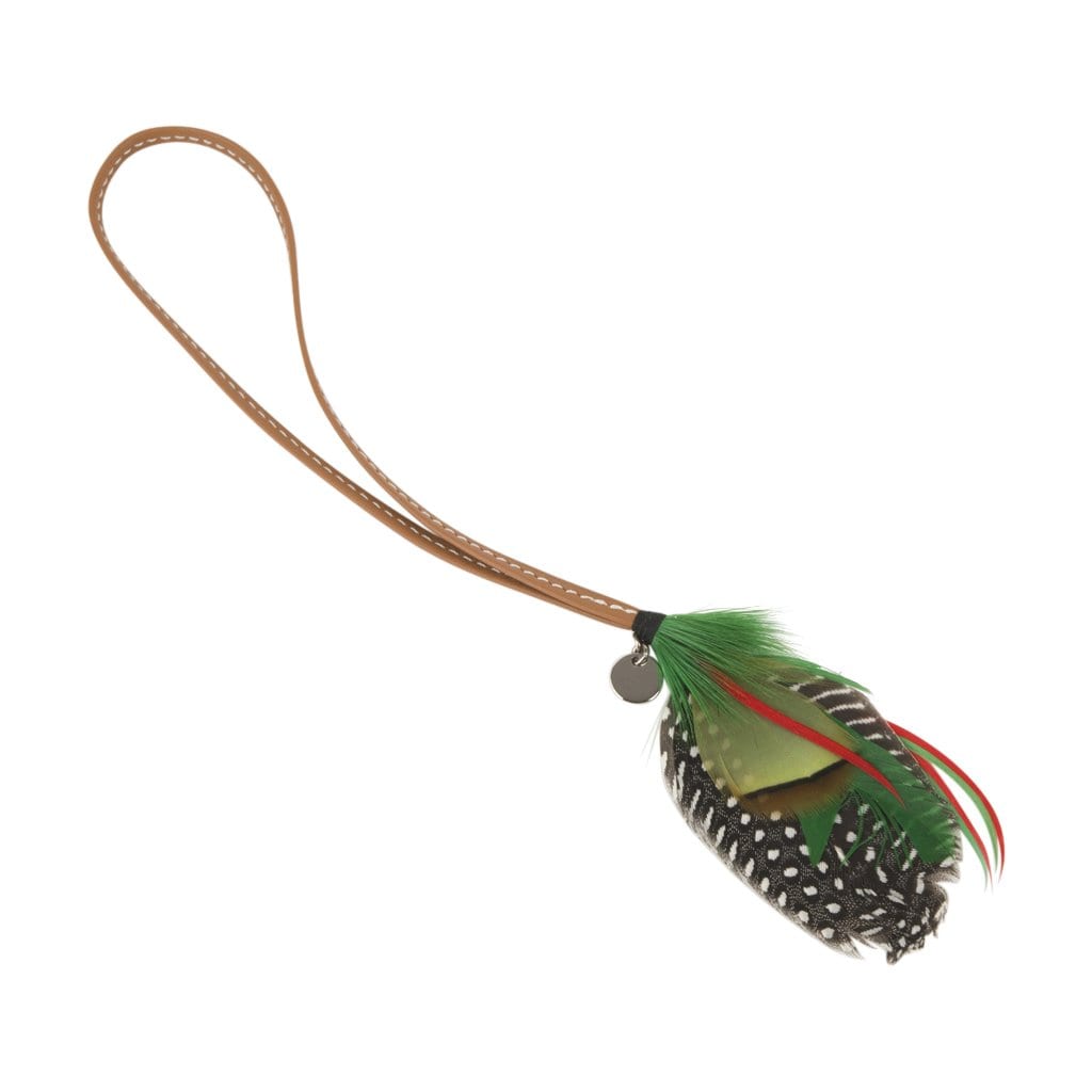 Hermes Gri Gri Mouche Fly Feather Bag Charm Green Red Gray