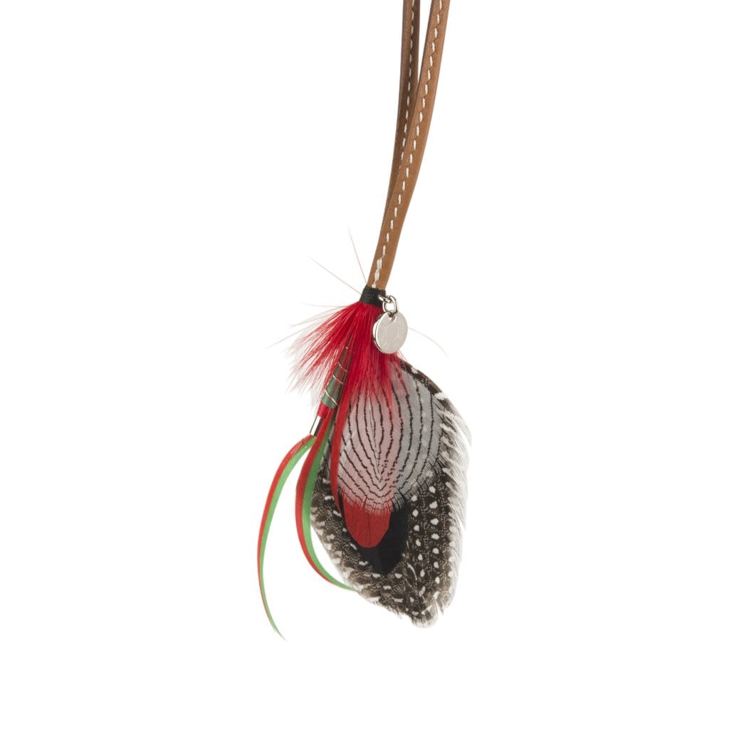 Hermes Gri Gri Mouche Fly Feather Bag Charm Red Black Gray