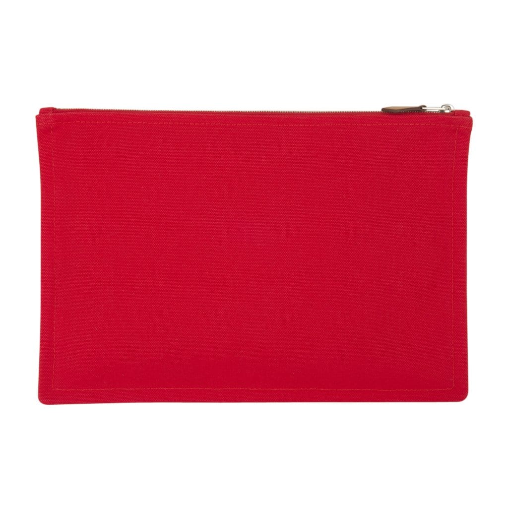 Hermes Bain Flat Yachting Pouch Case Red Cotton Large