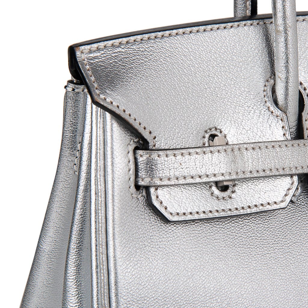 Metallic Silver Chèvre Birkin 25 Palladium Hardware, 2004, Handbags &  Accessories, The New York Collection, 2021