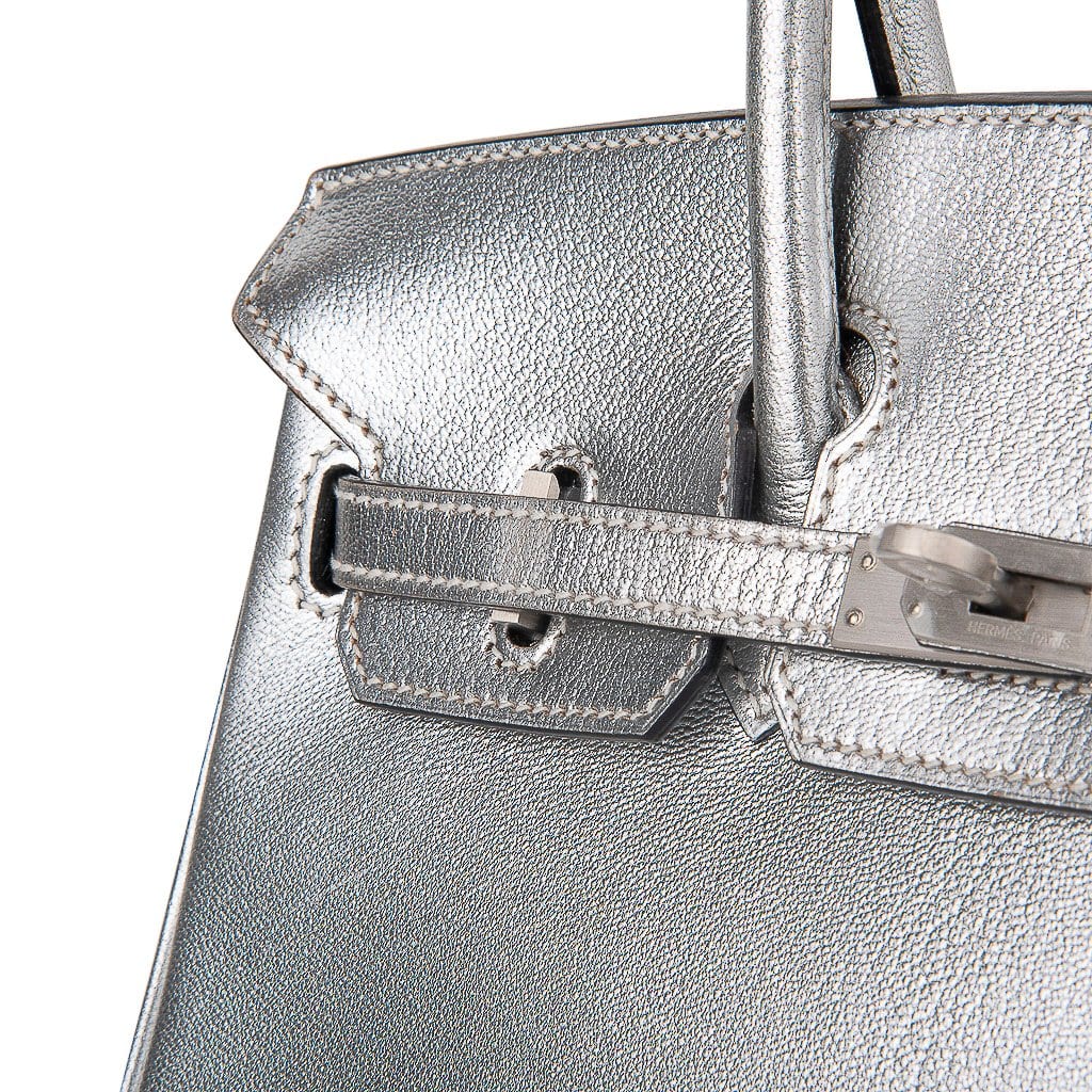 Hermes Birkin Shadow bag 25 Menthe Swift leather Silver hardware