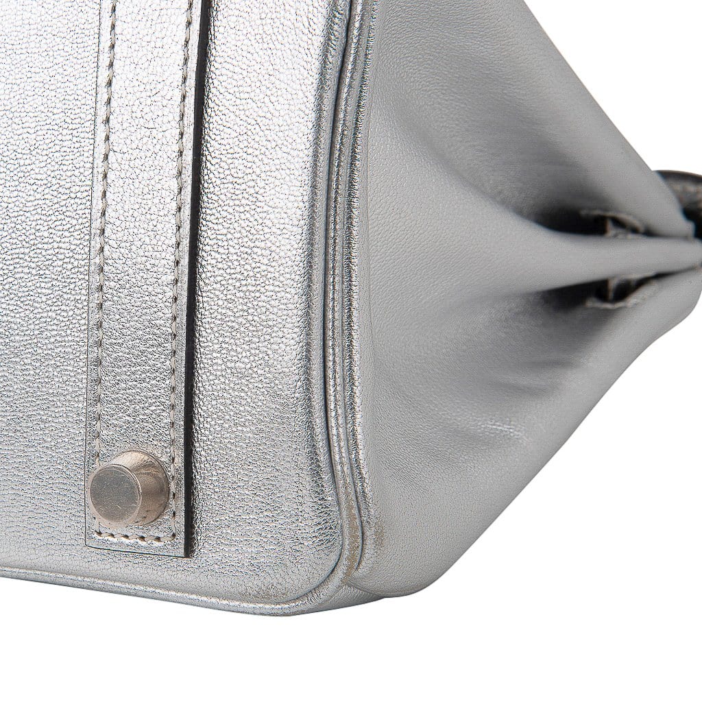 Hermes Birkin 25 Ultra Rare Metallic Silver Chevre Brushed Palladium Hardware