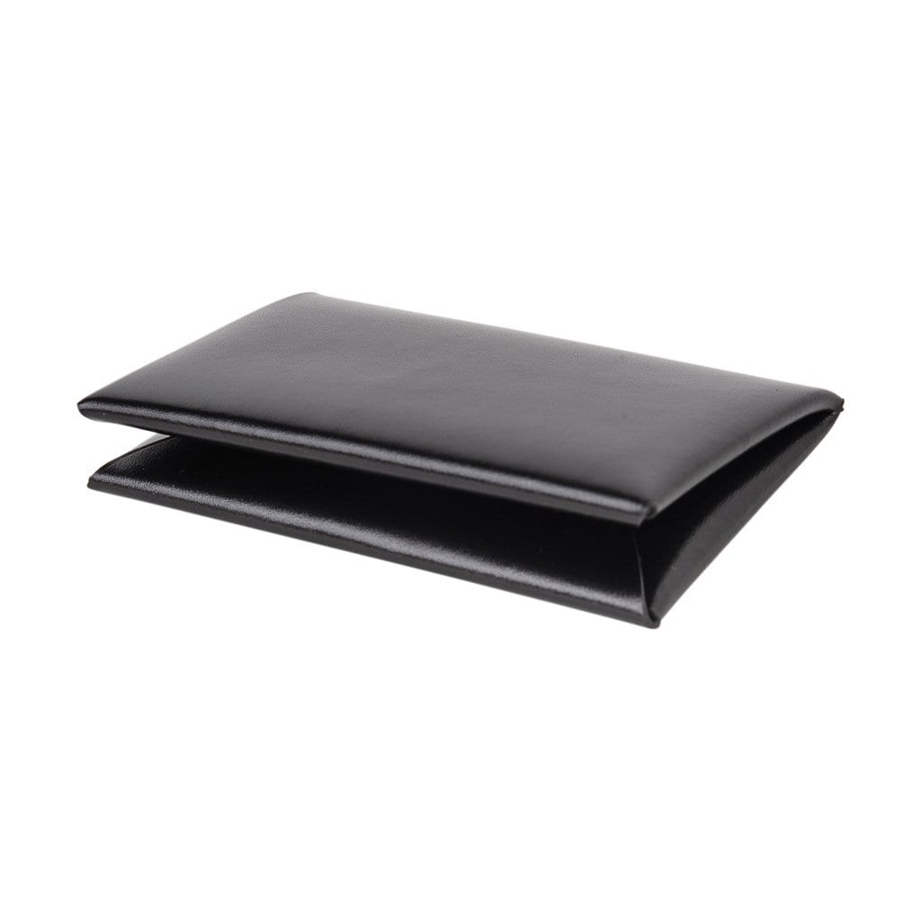 Hermes Card Holder Calvi Vert Rousseau in Leather with Silver-tone