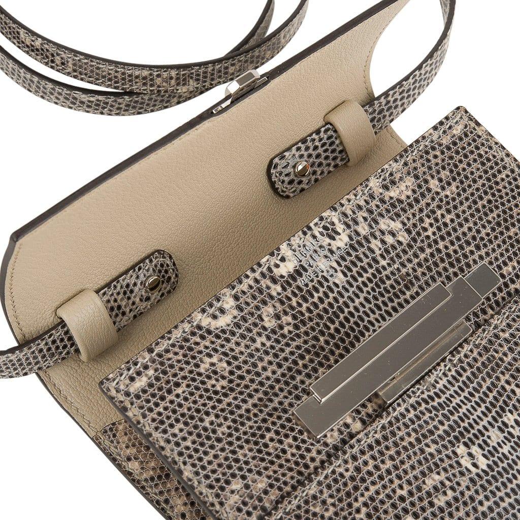 Hermès Rio Lizard Gris Fonce Clutch Bag