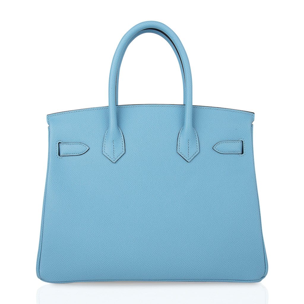 Hermes 30cm Blue Paon Epsom Leather Palladium Plated Birkin Bag