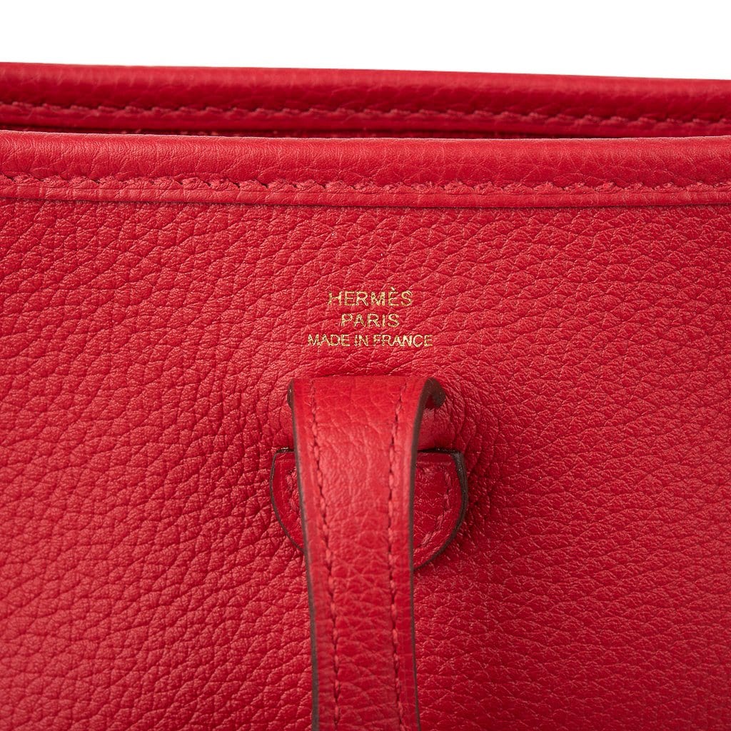 Hermes Rouge Vermillion Veau Epsom Leather Evelyne TPM Bag