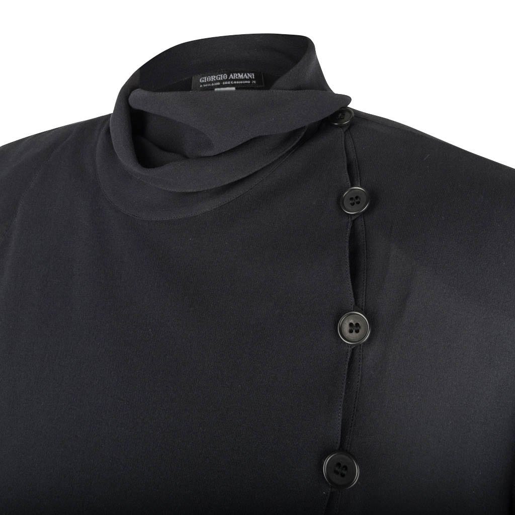 Giorgio Armani Top Black Silk Tunic Blouse 46 / 12 - mightychic
