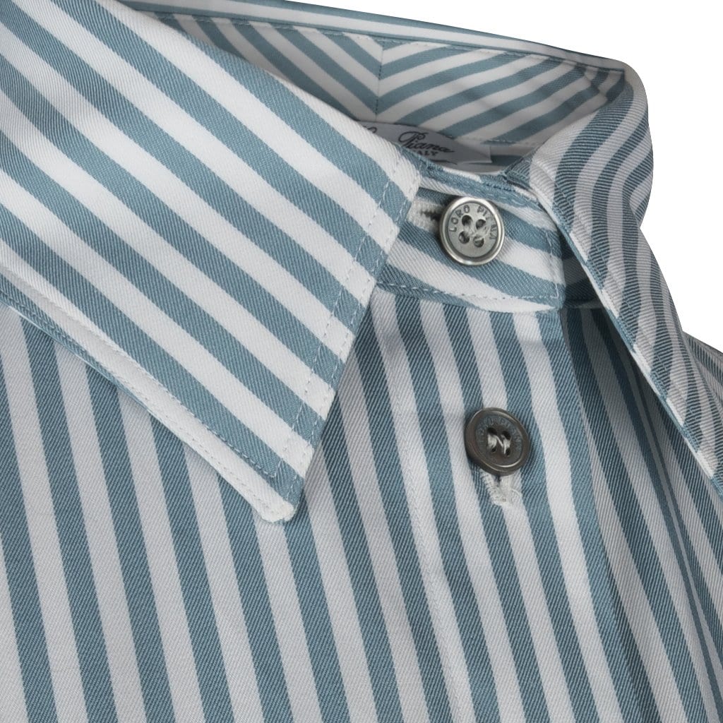 Loro Piana Top Shirt Striped Cotton Semi Sheer Insets 40 / 6