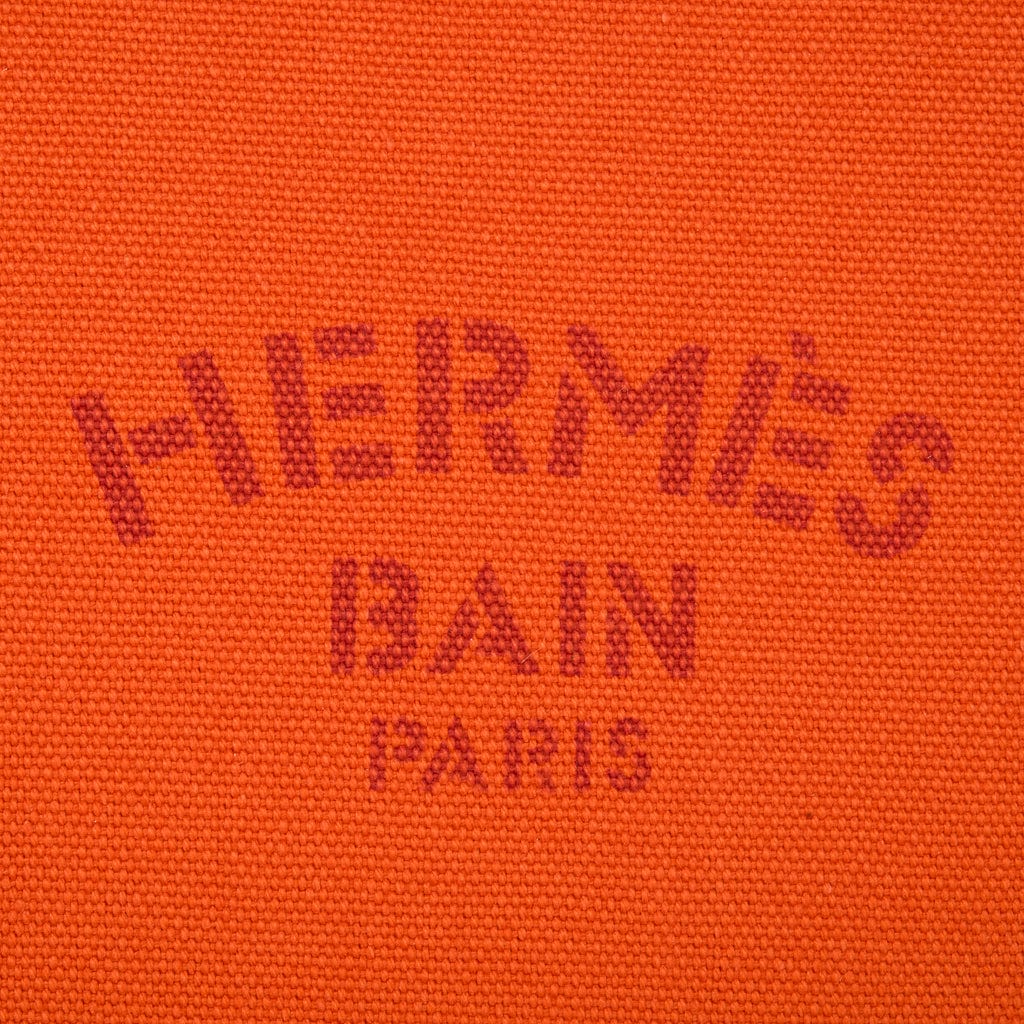 Hermes New Yachting GM Flat Pouch Clutch Bag Beige Orange Cotton