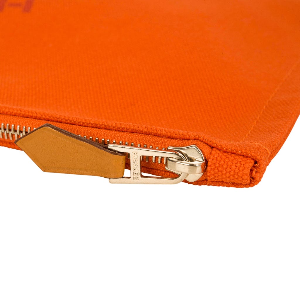 Hermès Orange Toile Canvas Small And Large Bain Flat Yachting Pouch  Palladium Hardware Available For Immediate Sale At Sotheby's