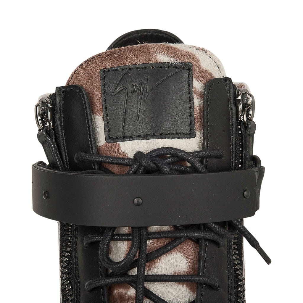 Giuseppe Zanotti Men's Camo Calf Hair Sneaker Black Leather 44 / 11