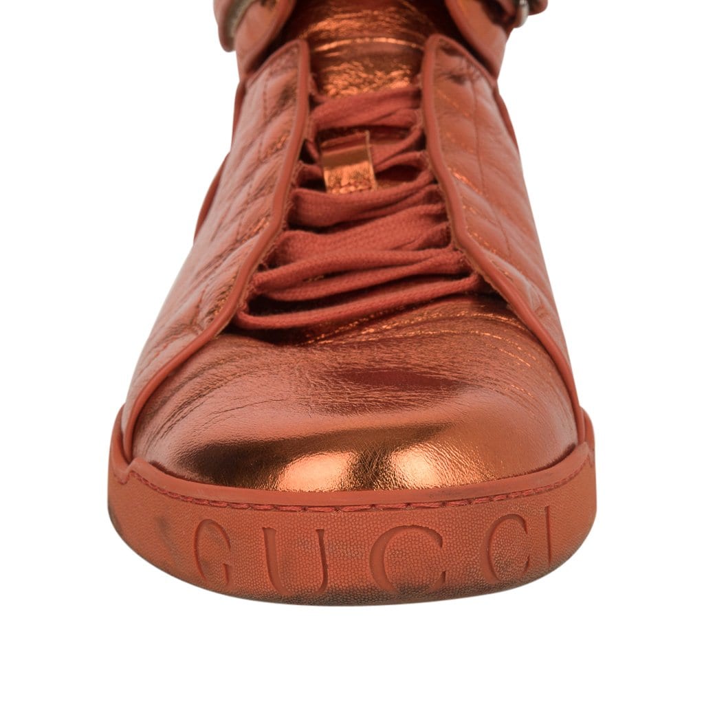 Gucci Sneakers Nappa Silk Leather Orange and New Rust 8.5G