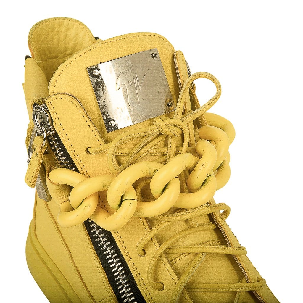 Giuseppe Zanotti Yellow Leather High Top Men's Sneakers 43.5 / 10.5