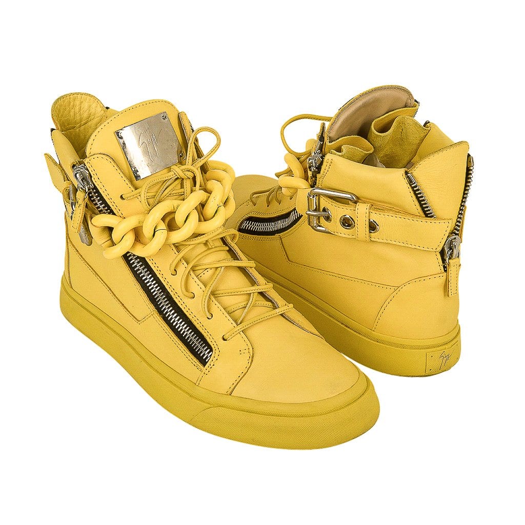 Giuseppe Zanotti Yellow Leather High Top Men's Sneakers 43.5 / 10.5