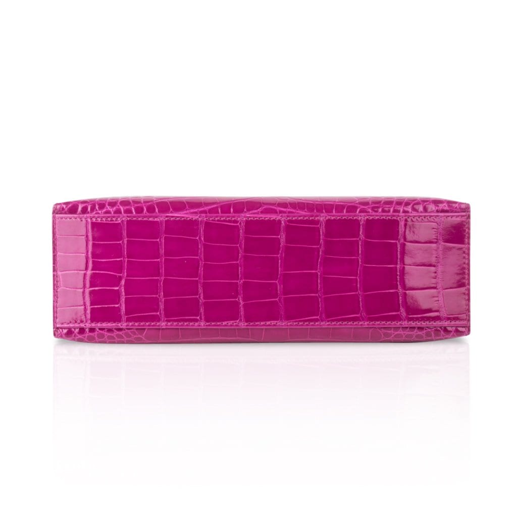 Hermes Mini Kelly Pochette 22cm Bag Shiny Crocodile Skin Palladium  Hardware, Rose Scheherazade J5 - SYMode Vip