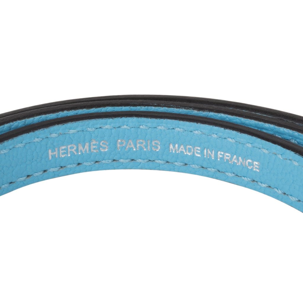 Hermes Kelly Pocket Shoulder Strap Menthe / Blue Celeste Palladium PM –  Mightychic