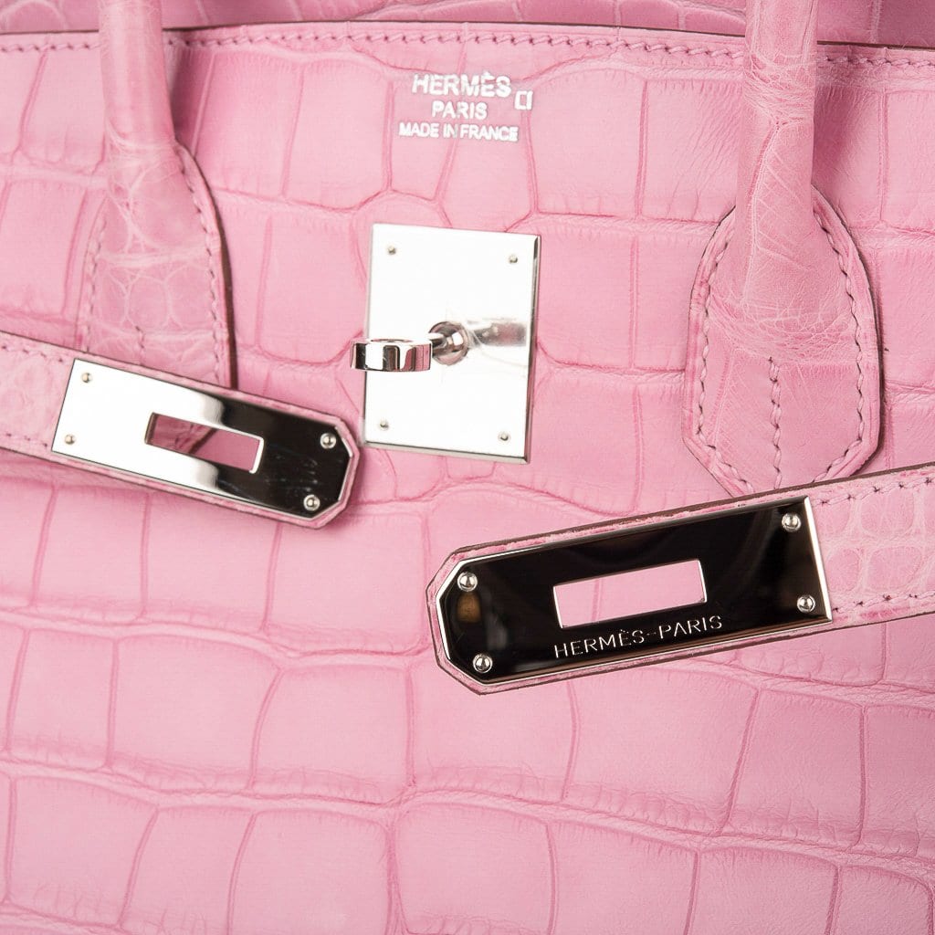 Hermes Limited Edition Birkin 35 Bag 5P Pink Matte Alligator with Pall –  Mightychic