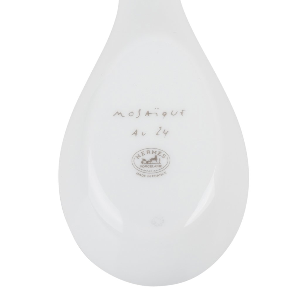 Hermes Soup Spoon Mosaique Au 24 Porcelain Platinum Set of 2