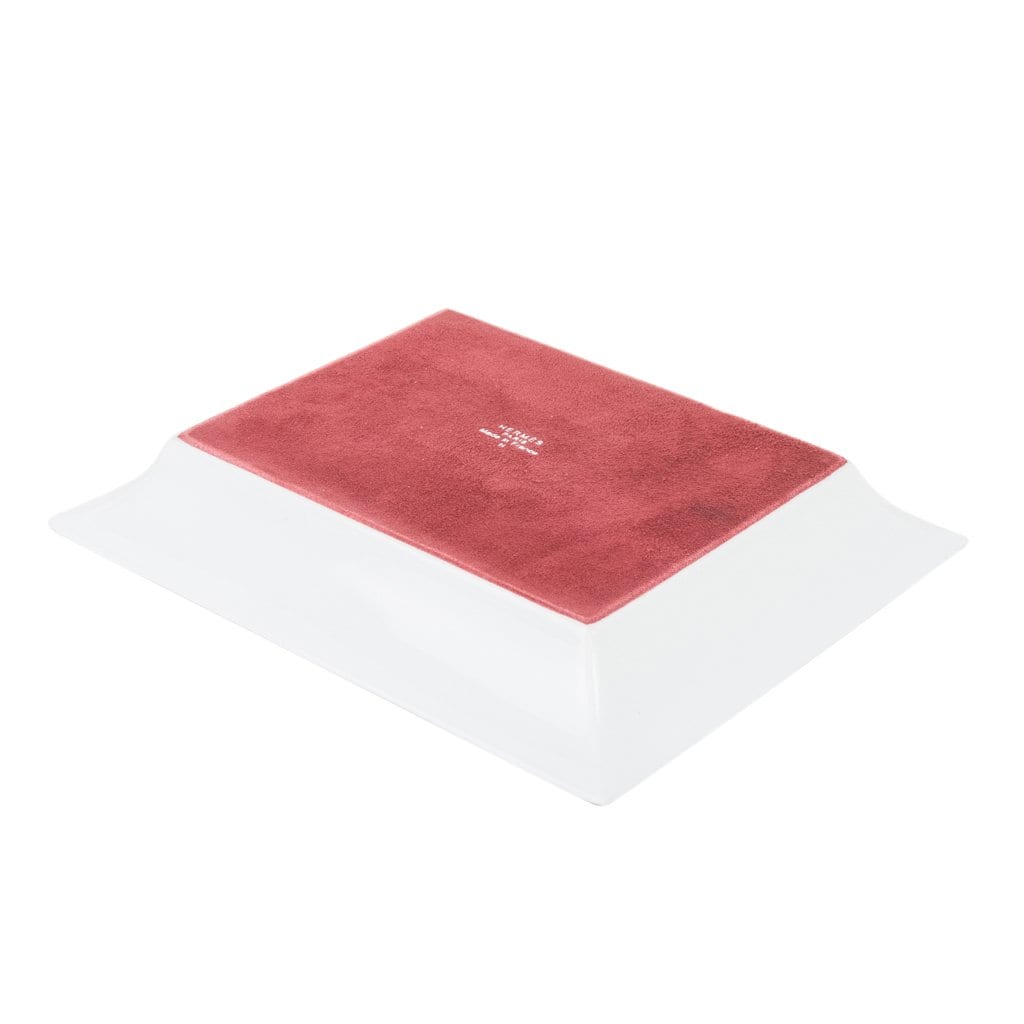 Hermes H Deco Change Tray Rouge w/ White Porcelain
