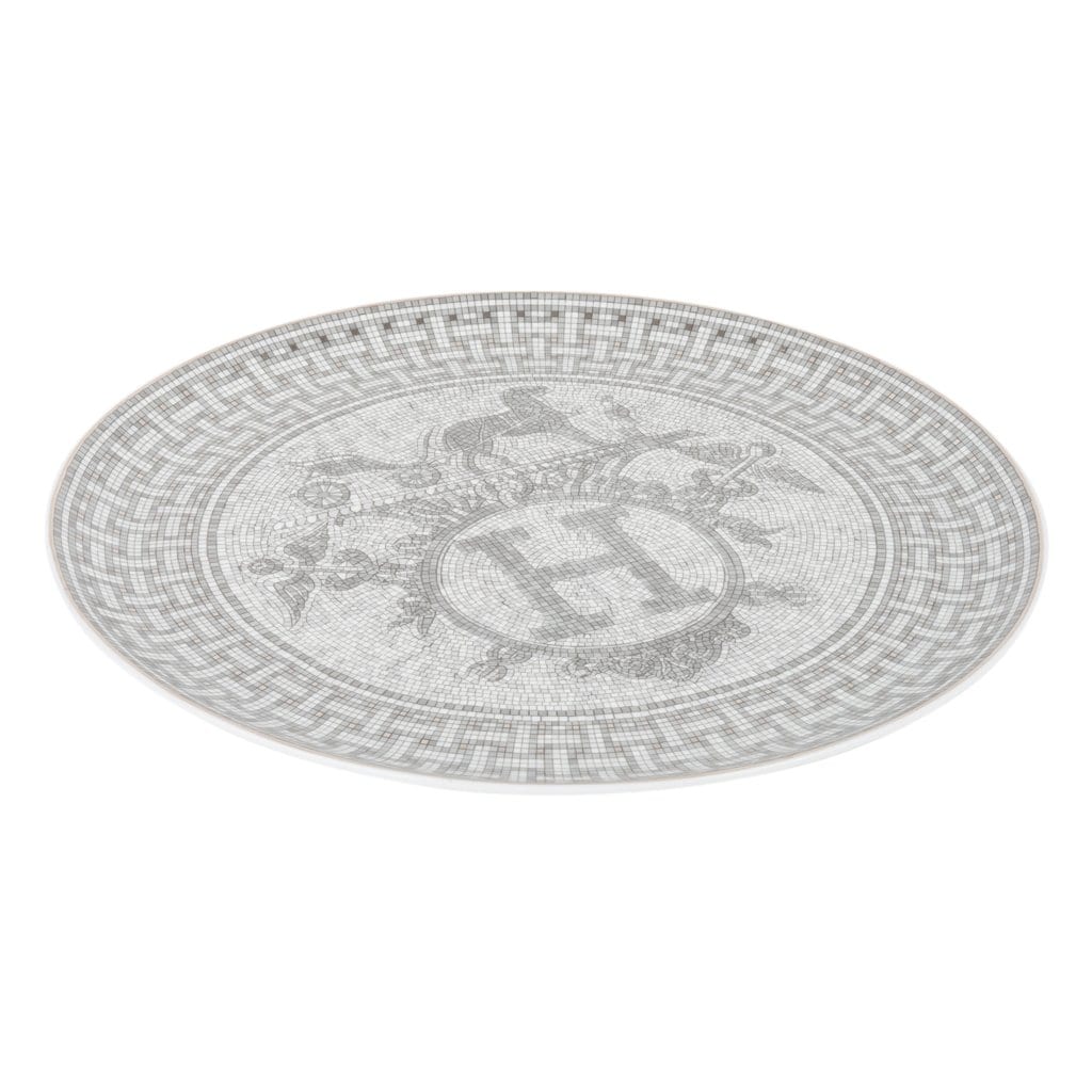 Hermes Mosaique Au 24 Platinum Tart Platter Porcelain