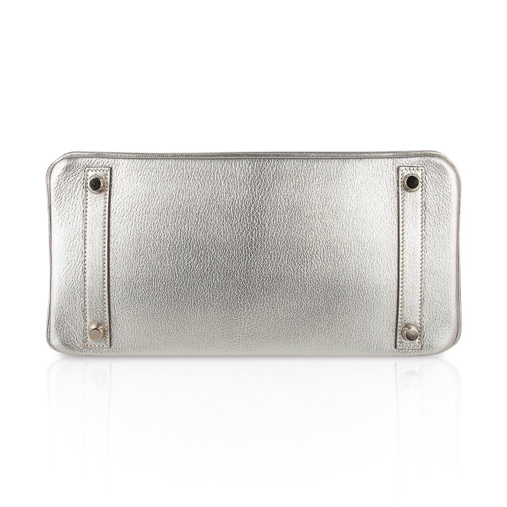 Hermes Birkin 30 Bag Silver Metallic Chevre Palladium Hardware Limited Edition
