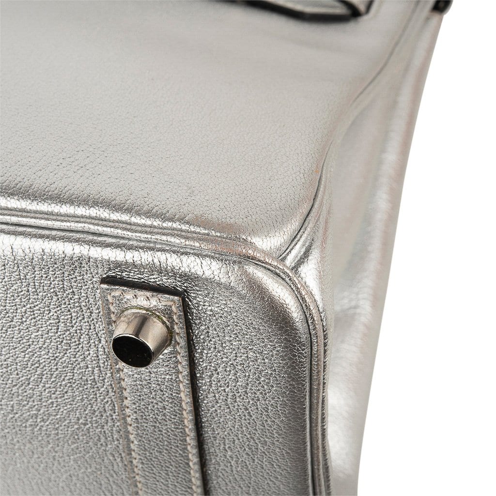Hermes Birkin 30 Bag Silver Metallic Chevre Palladium Hardware Limited Edition