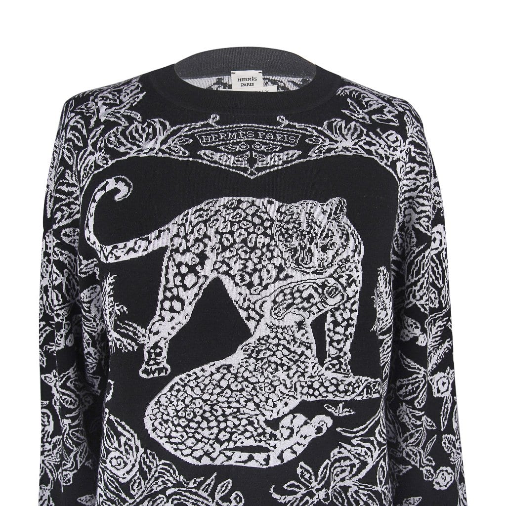 Hermes Jungle Love Wide Sweater Black / White 40 / 6 New w/ Box