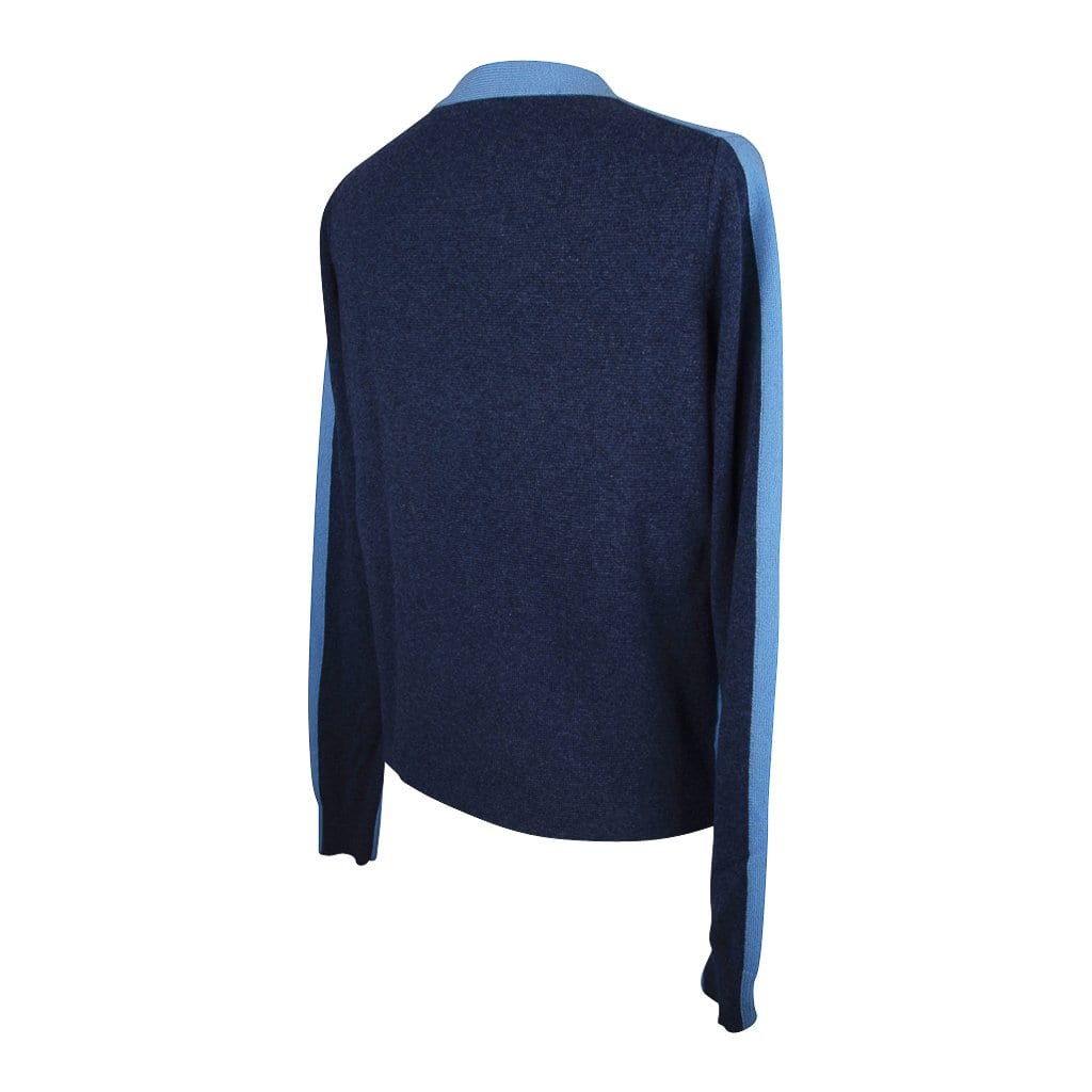 Chloe Sweater Cashmere V Neck Cardigan Blue Color Block S