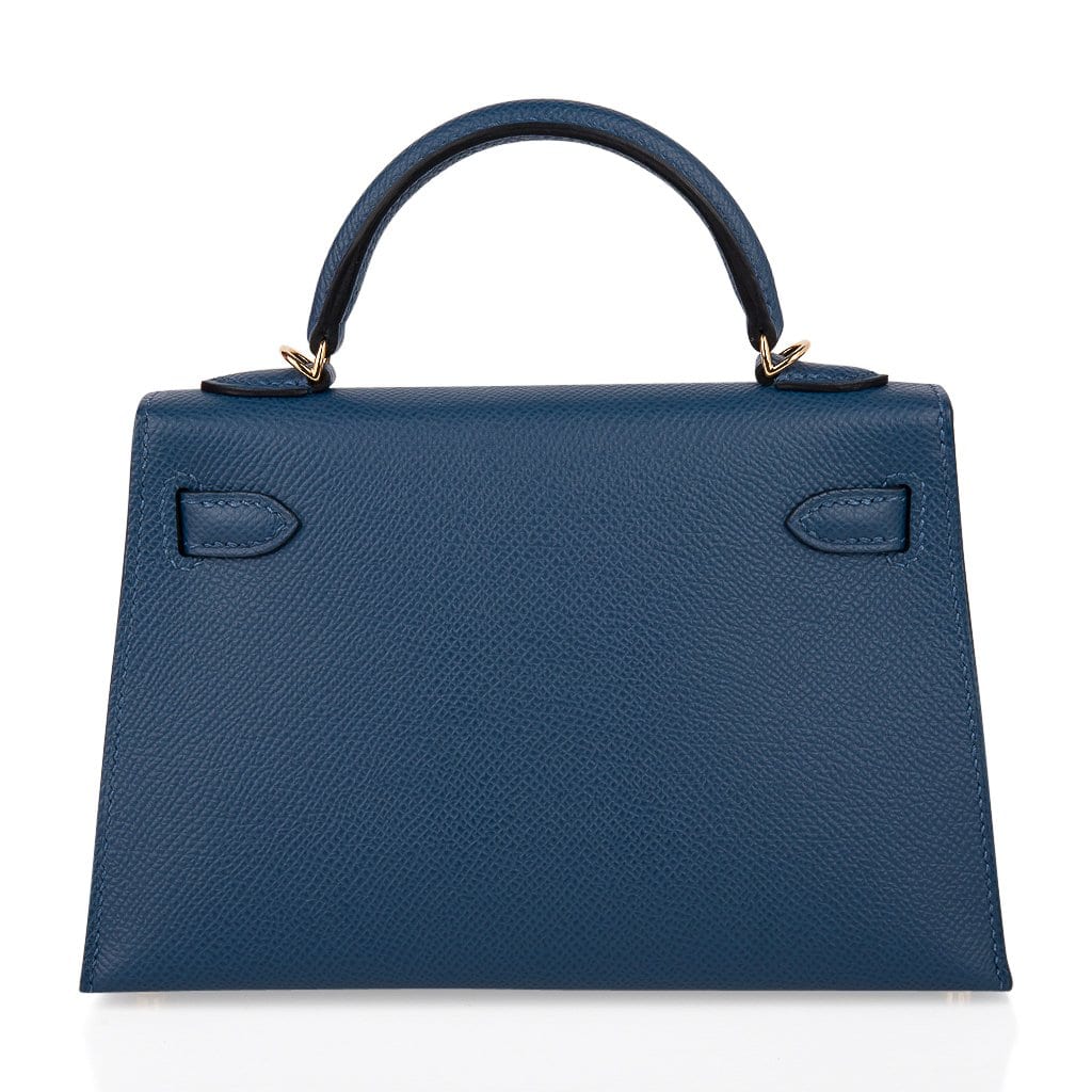 Hermes Kelly 20 Mini Sellier Bag Deep Blue Epsom Leather Gold