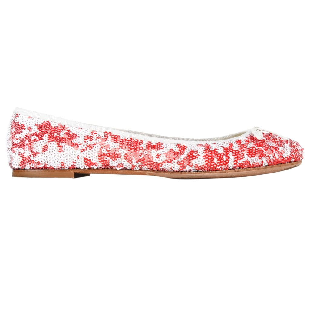 Giuseppe Zanotti Shoe Ballet Flat White and Red Sequins 38.5 / 8.5 - mightychic