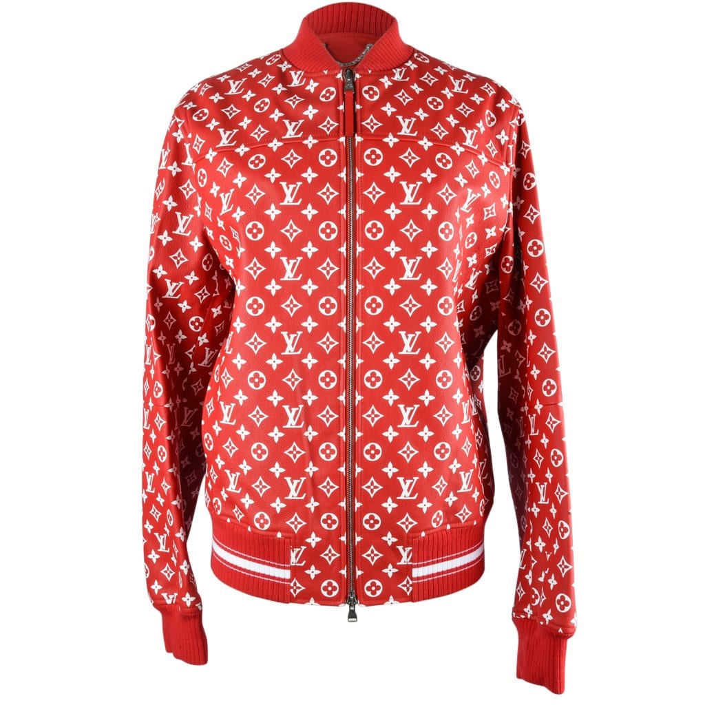 Leather jacket Louis Vuitton x Supreme Red size 52 IT in Leather - 30580436