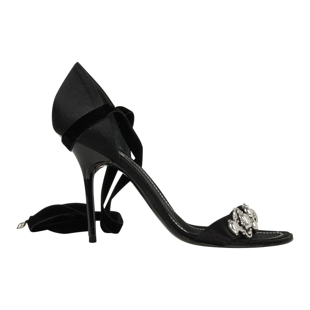 Rene Caovilla Shoe Ankle Tie Silver Hardware 38.5 / 8.5 - mightychic